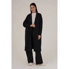 Jupe Kadın Şal Yaka Angora Dokulu Uzun Hırka