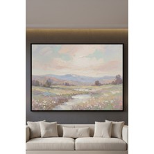 Safir Design Lüks Pastel ve Mavi Dağ Etekleri Duvar Sanatı | Modern Çerçeveli Tablo