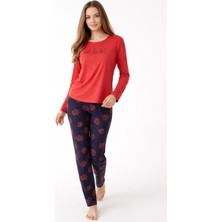 Milan Kumaş Günlük Rahat Çiçek Desenli Pijama Takımı