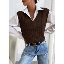 Yuga Knitting Saç Örgü Detaylı Kadın Süveteri