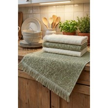 Hera Textile Kahve-Beyaz 4'lü 30x50 cm El ve Yüz Havlu Seti Mutfak Havlusu