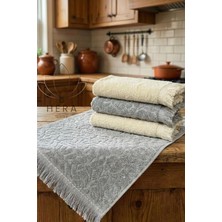Hera Textile Beyaz-Gri 4'lü 30x50 cm El ve Yüz Havlu Seti Mutfak Havlusu