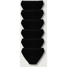 Auraa Luxe TUTKU 6'lı Elit Siyah %100 Pamuklu Bikini Slip Külot Takımı