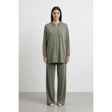 Puane Kadın Rahat Kesim Kapüşonlu Sweatshirt ve Pantolon TAKIMI-14411