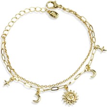 Klips Concept Çift Zincir Güneş Obje Detay Bileklik