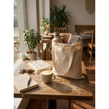 YUNUSOĞLU HOME Doğal Renk Ham Bez Bez Çanta 38X42 cm Çok Amaçlı Taşıma ve Alışveriş Çantası