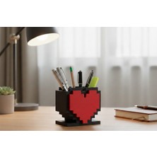 Grifon3D Sevgiliye Hediye Pixel Heart Kalemlik - Retro Oyun Temalı Dekoratif Organizer