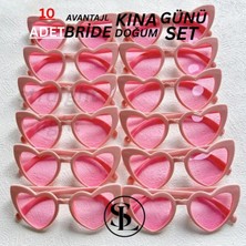 Belirtilmemiş Kalpli Gelin Nedime Bride Güneş Gözlüğü 5'li Set Sıyah Düğün Nişan Bride Kına After Doğum Günü Parti