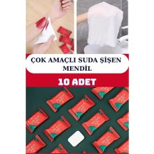 10 Adet Çok Amaçlı Suda Şişen Mendil 24X30 cm