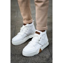 Zapatos CH057 Ghost Line Erkek Spor Günlük Bağcıklı Cilt Bot Cbbt - Beyaz