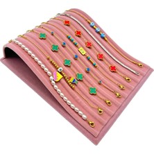 Sezgin Kutu ve Aksesuar Yatay S Bileklik ve Tesbih Standı Süet Pembe