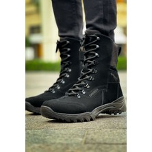 Zapatos CH051 Scalatore Erkek Spor Günlük Bağcıklı ve Fermuarlı Süet Askeri Postal Bot Sst - Siyah
