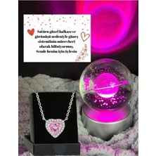 PremiumPort Renkli LED Işıklı Satürn, Kız Küre, Dolunay, Kristal Top ve Kalpli Kolye