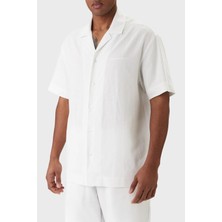 Emporio Armani Keten Karışımlı Regular Fit Kısa Kollu Gömlek Erkek Gömlek EM000593 AF20590 U0002