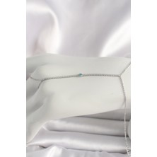 Vice Avm Pirinç Gümüş Renk Su Yolu Zirkon Taşlı Mavi Taş Detaylı Kadın Şahmeran - TJ-SN620 TG-V 8837