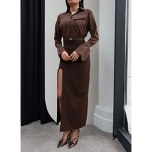 Esra Helvacı Kemerli Yırtmaç Detay Etek