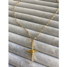 Pink Çelik Kolye Kuş ve Taşlı