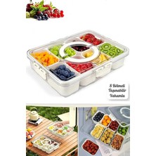 Morponi 8 Bölmeli Kilit Kapaklı Taşınabilir Kahvaltılık Organizer Piknik Seti Saklama Kabı Gıda Kutusu