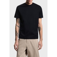 Emporio Armani Ipek Karışımlı Jakarlı Regular Fit Bisiklet Yaka T Shirt Erkek T Shirt EM004917 AF23458 FB452