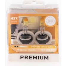Premıum 12V H27 Ampul 27W Ultımate Yellow 3000K Sarı L Soket (2 Ad)