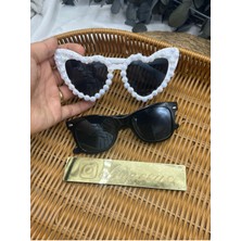 E Elmas Bride Nişan Düğün Incili Kalp Gözlük  2  Adet