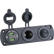 MELLİFERA 3'ü 1 Arada Çift USB Şarj Cihazı LED Voltmetre 12V 24V Güç Soketi Açma-Kapama Anahtarı, Çakmaklık, Paneli Şarj Cihazı
