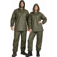 Hunterkamp Unisex Haki Renk Suya Dayanıklı Yağmurluk