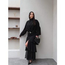 Esra Helvacı Kemerli Kat Şifon Etek