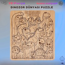 BTNES Puzzle Dinozor Dünyası Eğitici Montessori Oyuncak Yapboz %100 Doğal Ahşap Puzzle