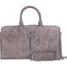 BloominBag Bloomvoyage Ash Gray Hakiki Deri Duffle Çanta - Kadın Seyahat & Hafta Sonu Çantası