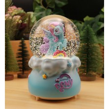 PremiumPort Işıklı ve Müzikli Unicorn Kar Küresi, Mega Boy, Mavi, Motorlu