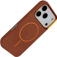 AK-SA-STR Joko Apple Iphone 17 Pro Luno Deri Magsafe Kapak - Kahverengi