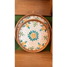 Pera Sedefli Rattan Tepsi/sunum Tepsisi 30-35CM 2 Boy