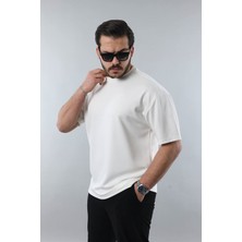 Little Cup Jeans Co Erkek Beyaz (Ekru) Regular Fit Yumuşak Doku Basic Tişört