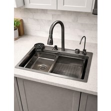 Ekosan Füme Akıllı Şelaleli 60*45 Eviye 304 Kaliteli