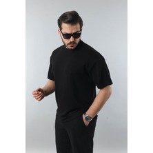 Little Cup Jeans Co Erkek Siyah Regular Fit Yumuşak Doku Basic Tişört