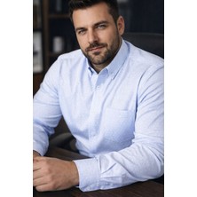 Varetta Erkek Mavi Büyük Beden Gömlek Uzun Kollu Pamuklu