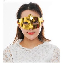 Veralya Altın Renk Kostüm Partisi Ekstra Parlak Balo Maskesi 15X10 cm
