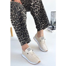 TrentCo Fiert Bej Cilt Bağcıklı Spor Ayakkabı - Lisinya