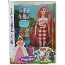 TrentCo Puppy Bella 30 cm Bebek ve Köpek Bakım Seti - Turuncu Elbise (Lisinya)