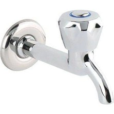 TrentCo Klasik Musluk Uzun Başlık Kırmızı Sıcak Su Topbaş Topaç Koç Başlık Duvardan Tek Giriş Aynasız ( Lisinya )