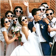 Belirtilmemiş Yeni Sezon Kalplı Gelin ve Damat Güneş Gözlüğü Unisex Erkek ve Kadın Kaliteli UV400 Camlı