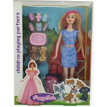 TrentCo Puppy Bella 30 cm Bebek ve Köpek Bakım Seti - Mavi Elbise (Lisinya)