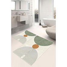 Pelura Halı Dijital Baskı Kaymaz Taban Art Serisi 2li Set Banyo Paspası Klozet Takımı (50X60CM-60X100CM)