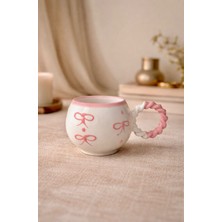 Leblanc Boutique Pembe Fiyonk Desenli Handmade Seramik Kupa