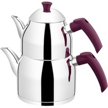 Özlife Rooz Bahar Mor Orta Boy Çelik Çaydanlık No: 2