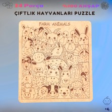 BTNES Puzzle Çiftlik Hayvanları Eğitici Montessori Oyuncak Yapboz %100 Doğal Ahşap Puzzle