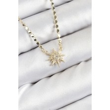 Nacario Bfs Pirinç Zirkon Taşlı Kutup Yıldızı Model Ezme Zincir Gold Renk Kadın Kolye