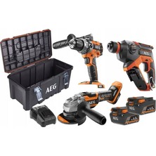 Aeg JP18L3-402TB 2x4.0Ah Çift Akülü Kombo Set - Darbeli Matkap + Kırıcı Delici + Kömürsüz Taşlama - 4935478616