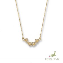 Uçan Geyik Yonca Kalp Mıknatıslı Doğal Taş Kolye - Paslanmaz Çelik | Şans ve Sevgi - Kadın Takı